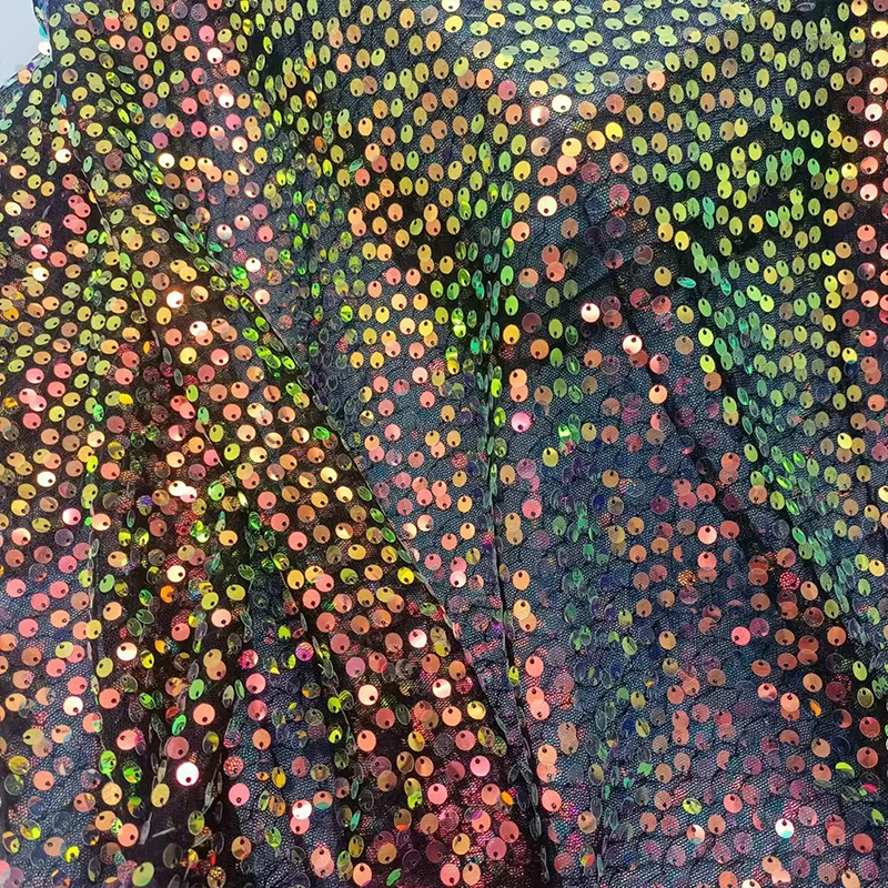 Embroidery Gradient - Tecido bordado de lantejoulas arco-íris 6mm