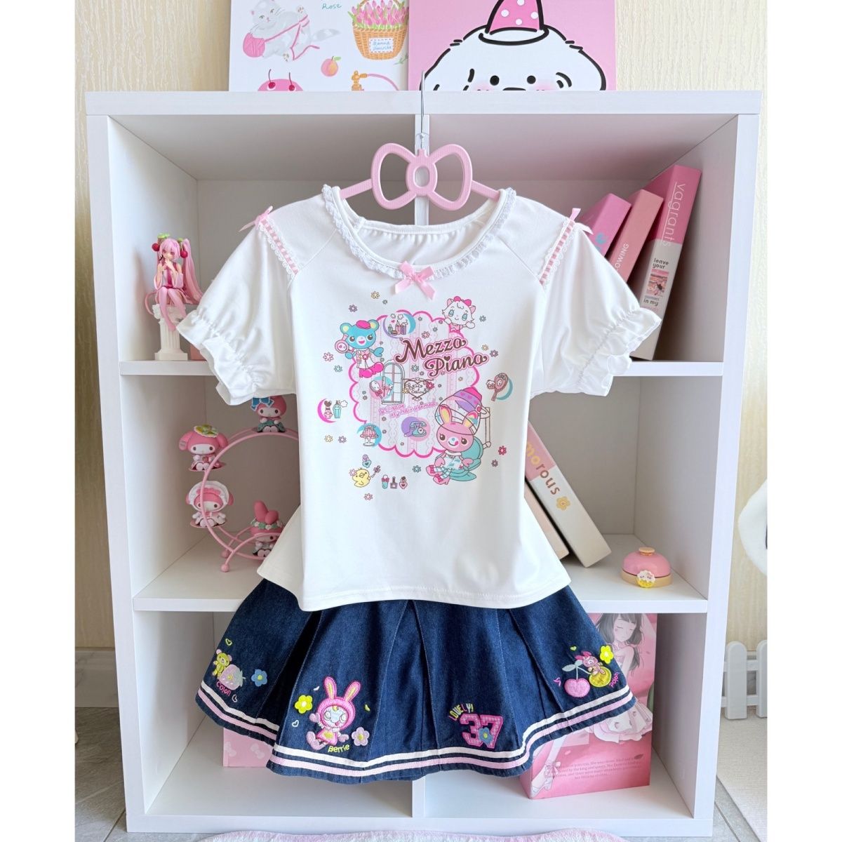 Embroidery Tshirt - Japonês doce saia define verão novo