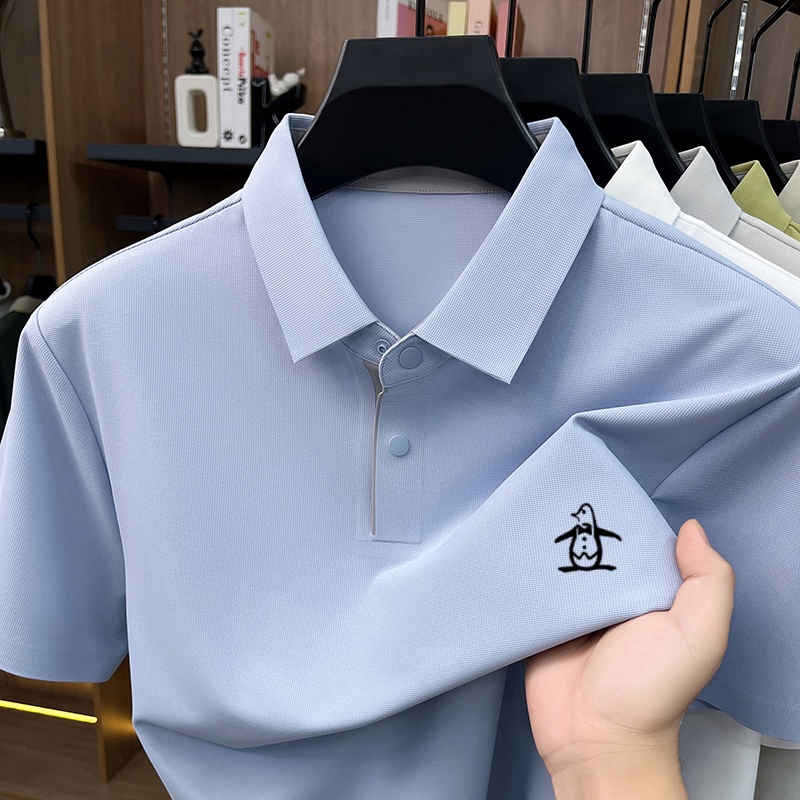 Embroidery Premium - Camisa Polo Masculina de Seda Gelada