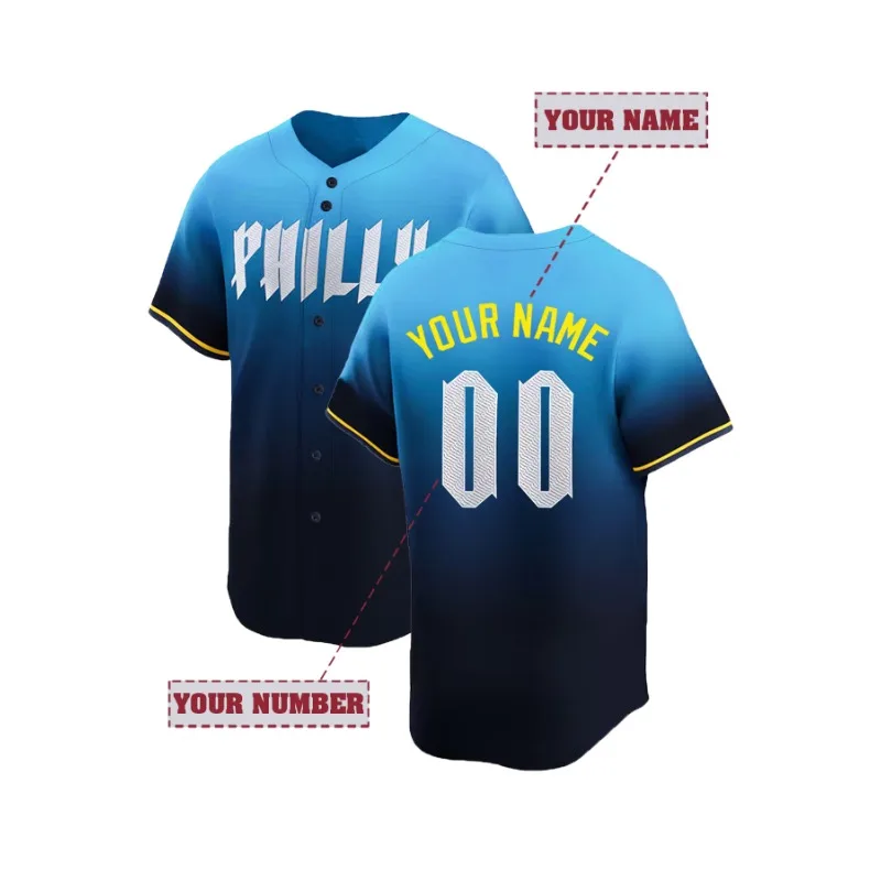 Embroidery Gradient - Nome e número personalizados camisa de