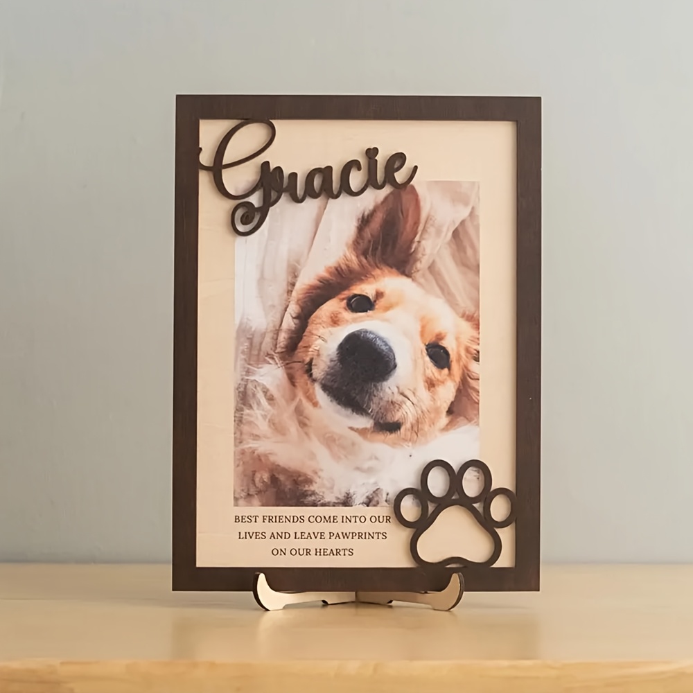 Frame Display Wood - Porta-Retrato de Madeira Personalizável para Pets