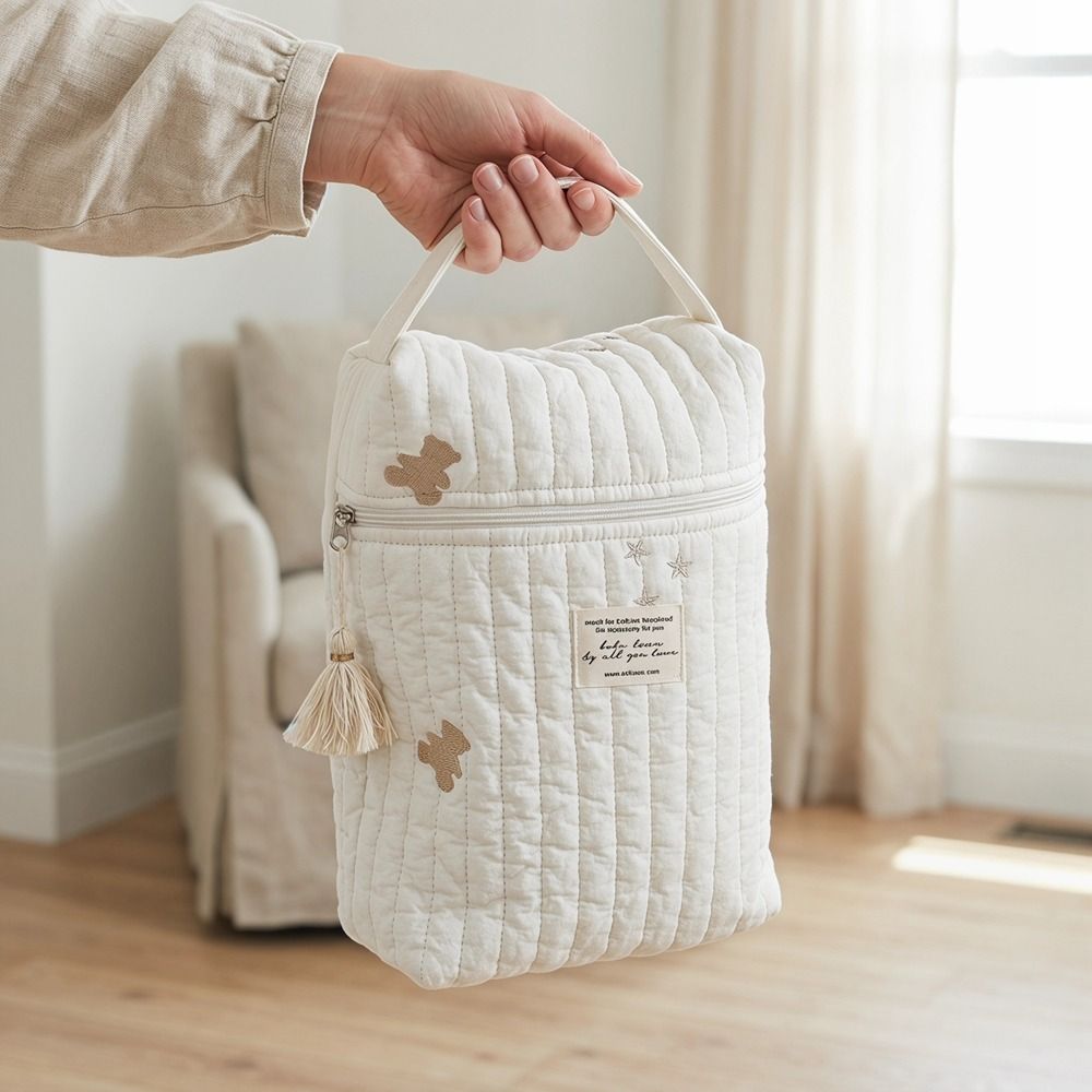 Embroidery Quilting - Bolsa de Fraldas Portátil Acolchoada de