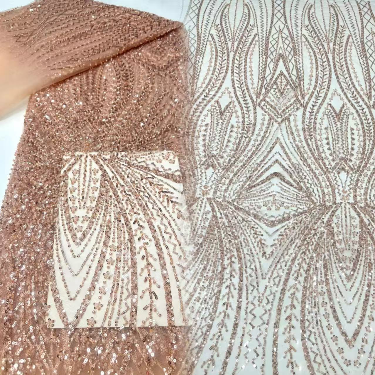 Embroidery Gradient - Tecido de renda africana com lantejoulas