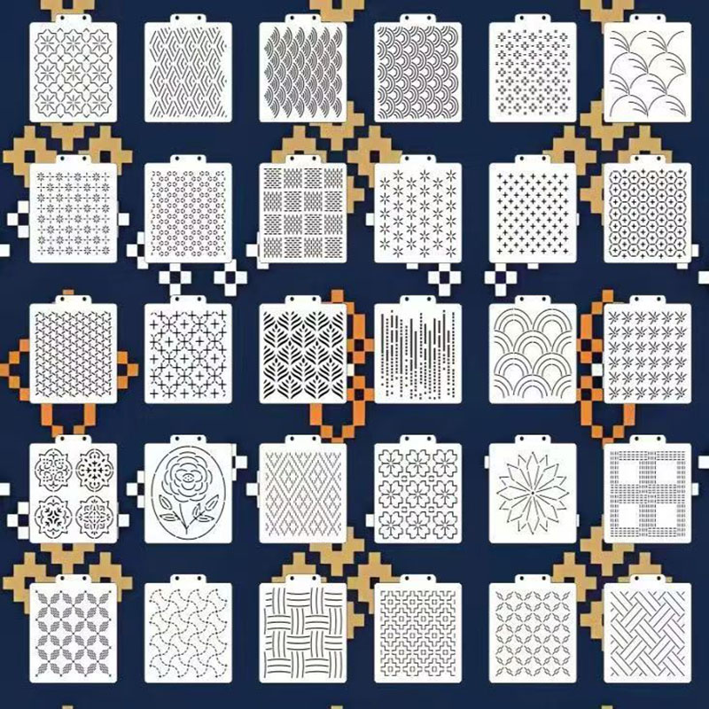 Embroidery Quilting - Conjunto de 30 Estênceis Sashiko, Moldes