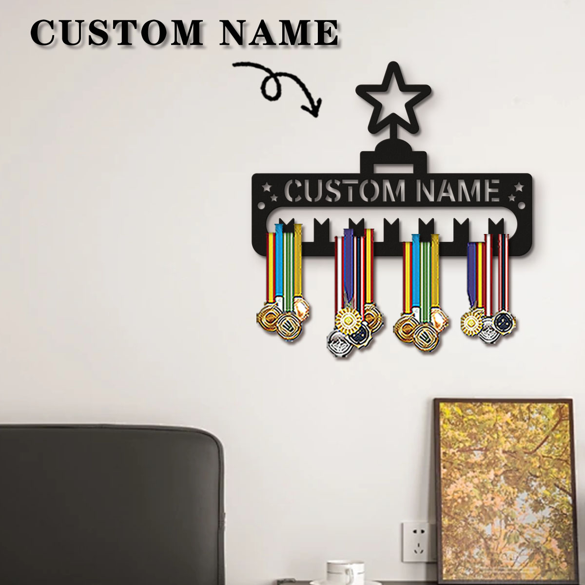 Frame Display Wood - Suporte de Medalhas de Madeira Personalizado