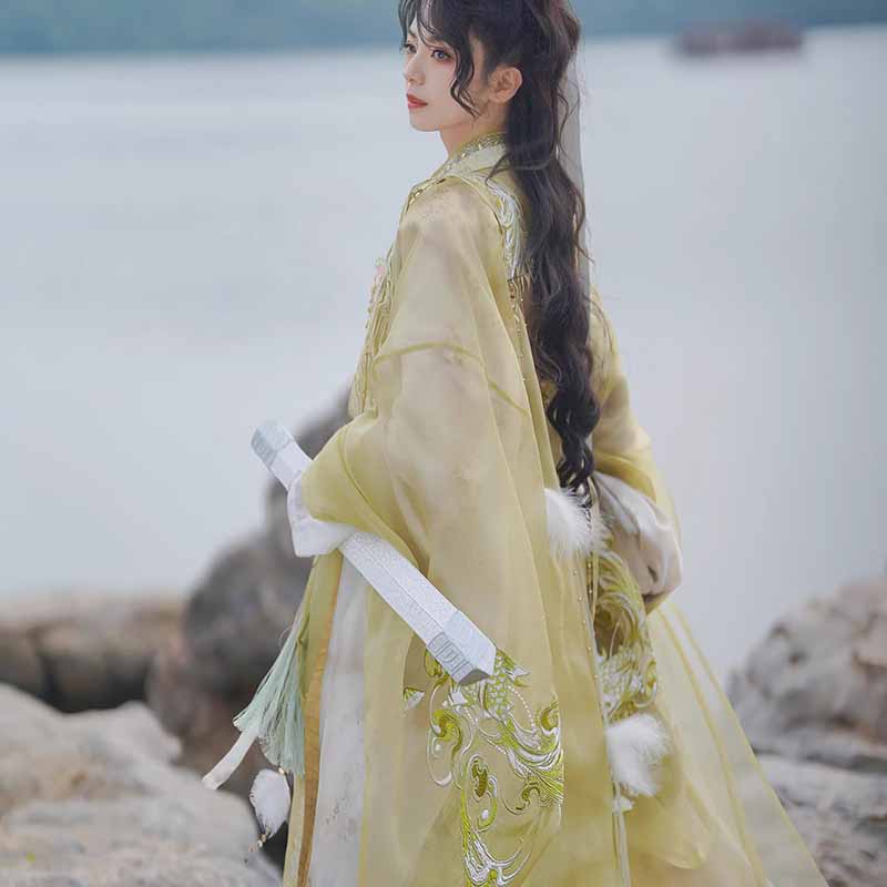 Embroidery Gradient - Traje Hanfu de Guerreiro Wuxia Masculino,