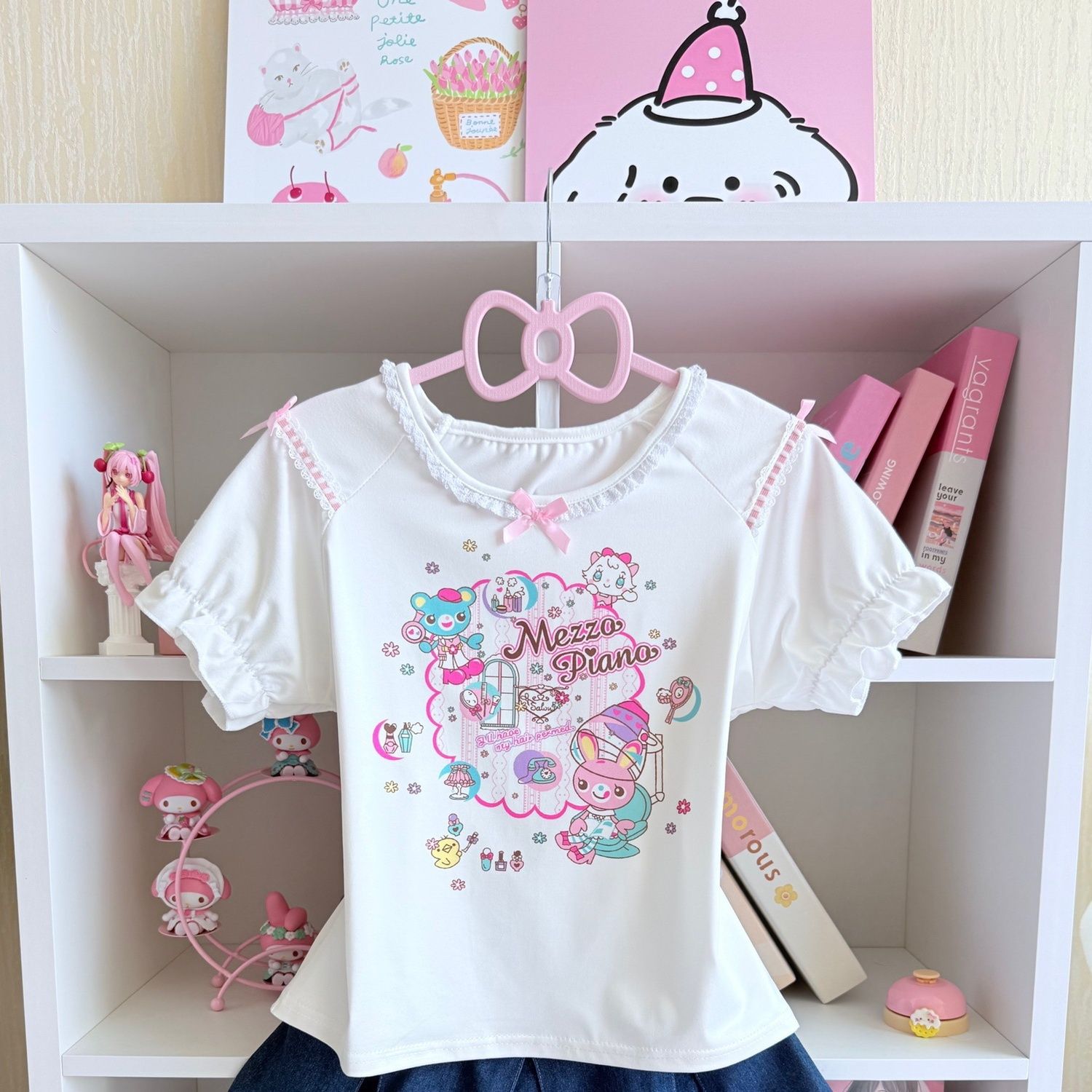 Japonês doce saia define verão - Embroidery Tshirt avaliação e preço