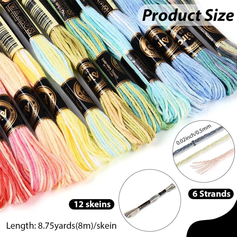 12 Meadas 105 Jardas 6 Fios Li - Embroidery Gradient avaliação e preço