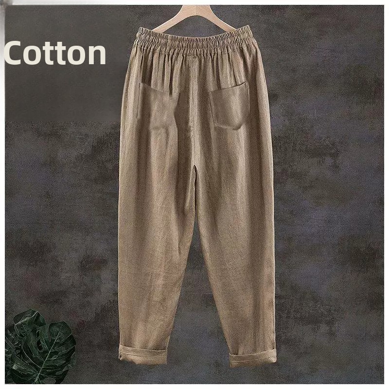Calças Masculinas Casuais de L - Linen Fabric Natural avaliação e preço