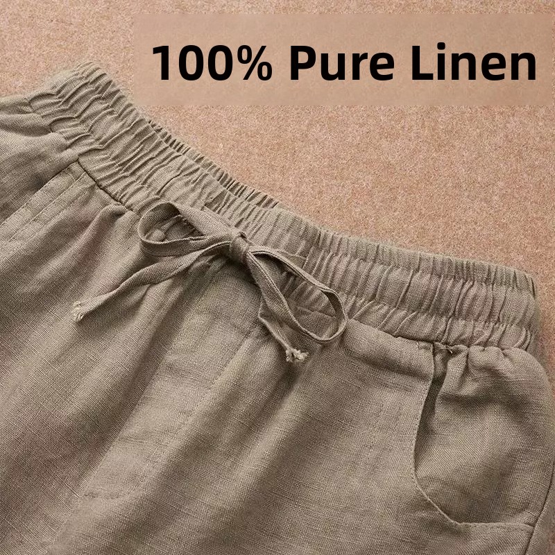 Calças Masculinas Casuais de L - Linen Fabric Natural avaliação e preço