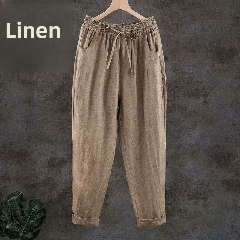 Calças Masculinas Casuais de L - Linen Fabric Natural avaliação e preço