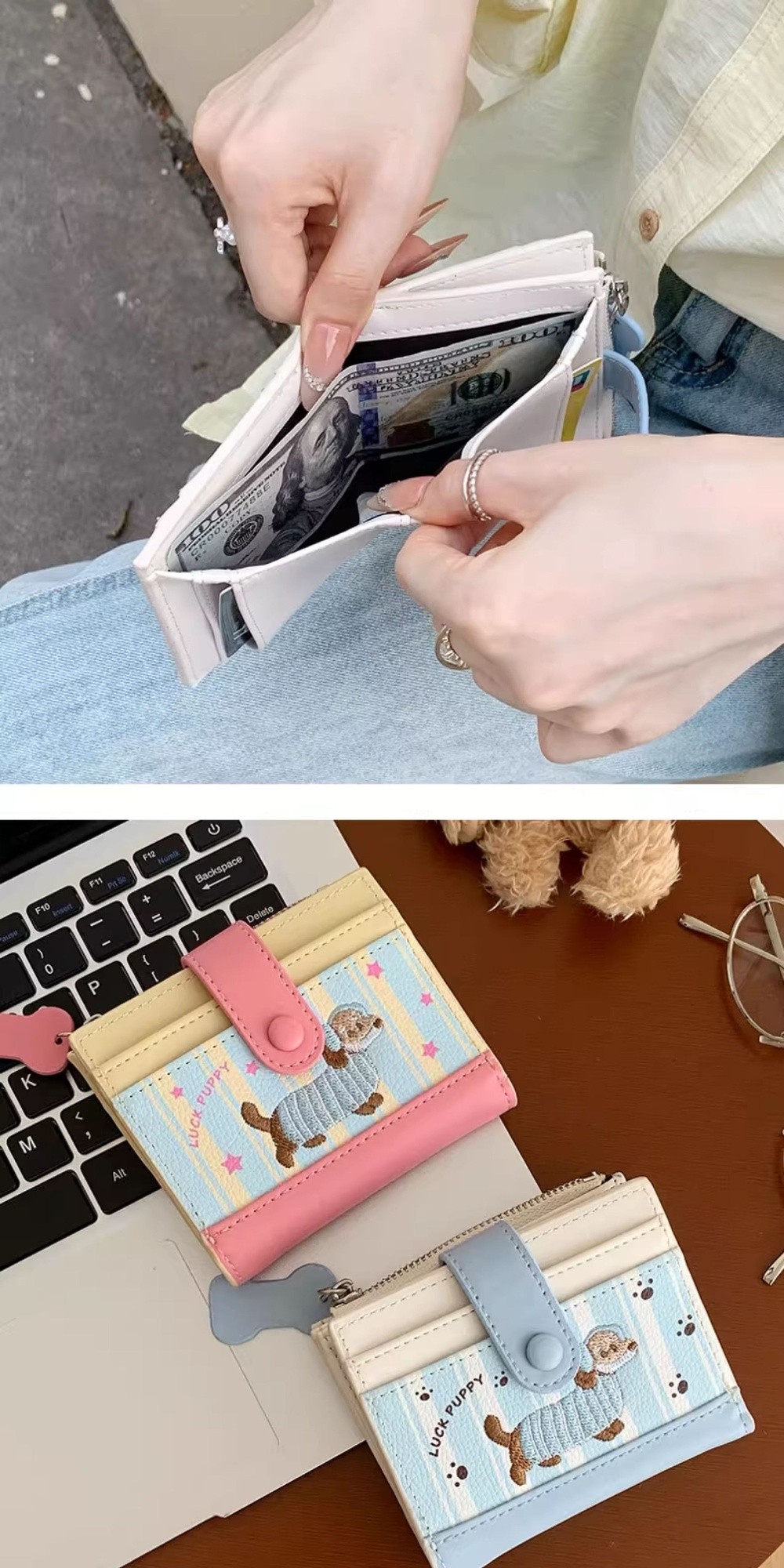 Estilo coreano dachshund borda - Embroidery Wallet avaliação e preço