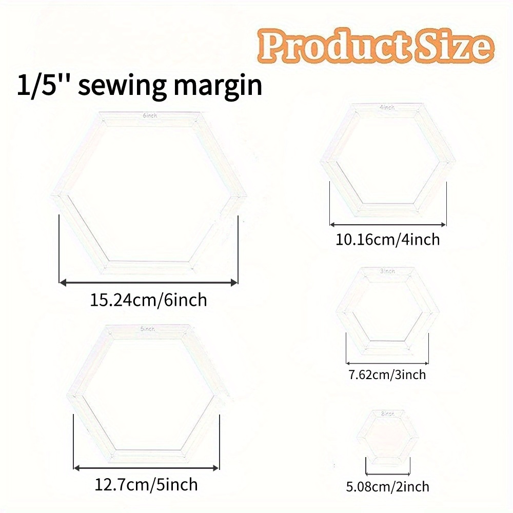 Conjunto de 5 Moldes Hexagonai - Embroidery Quilting avaliação e preço