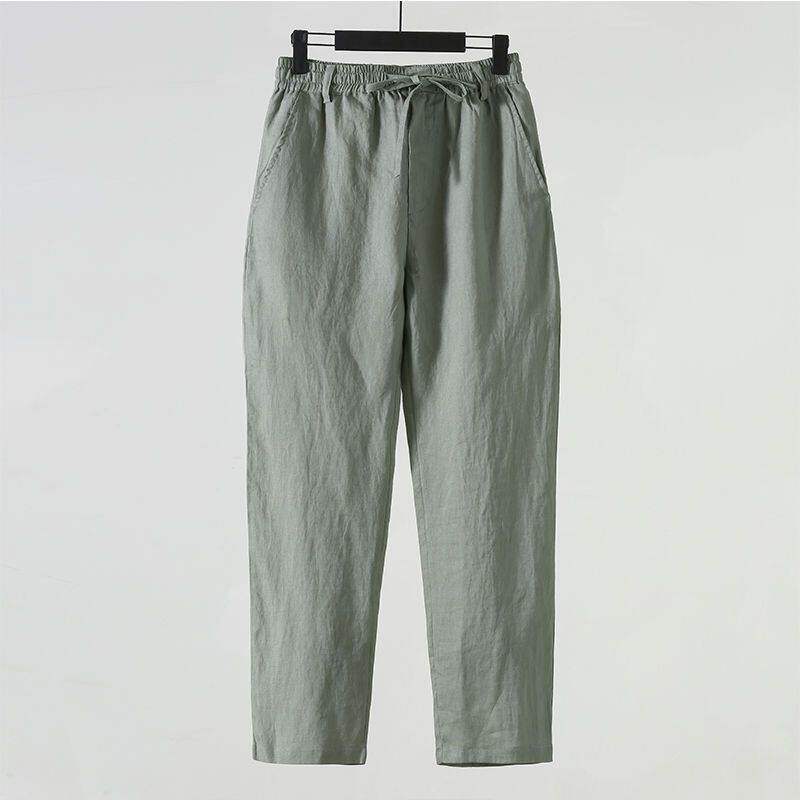 Calças Casuais Masculinas de L - Linen Fabric Natural avaliação e preço