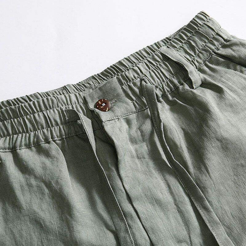 Calças Casuais Masculinas de L - Linen Fabric Natural avaliação e preço