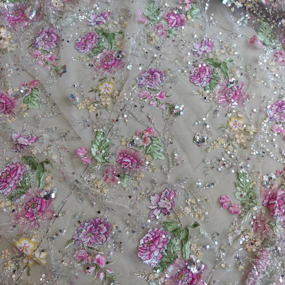 Tecido de Renda Luxuosa com Co - Embroidery Gradient avaliação e preço