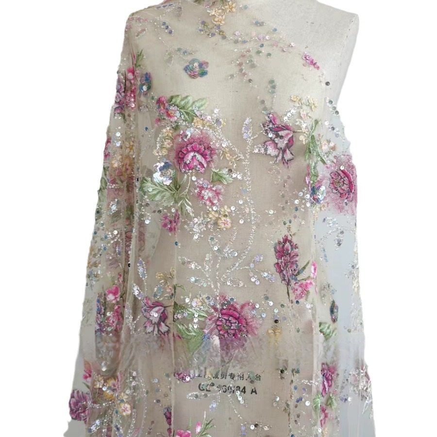 Tecido de Renda Luxuosa com Co - Embroidery Gradient avaliação e preço