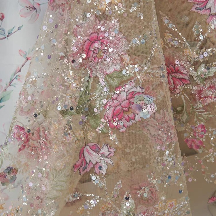 Tecido de Renda Luxuosa com Co - Embroidery Gradient avaliação e preço