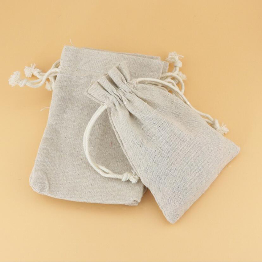 50 pçs sacos de cordão de linh - Linen Fabric Natural avaliação e preço