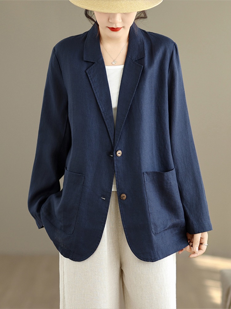 Jaqueta Casual de Algodão e Li - Linen Fabric Natural avaliação e preço