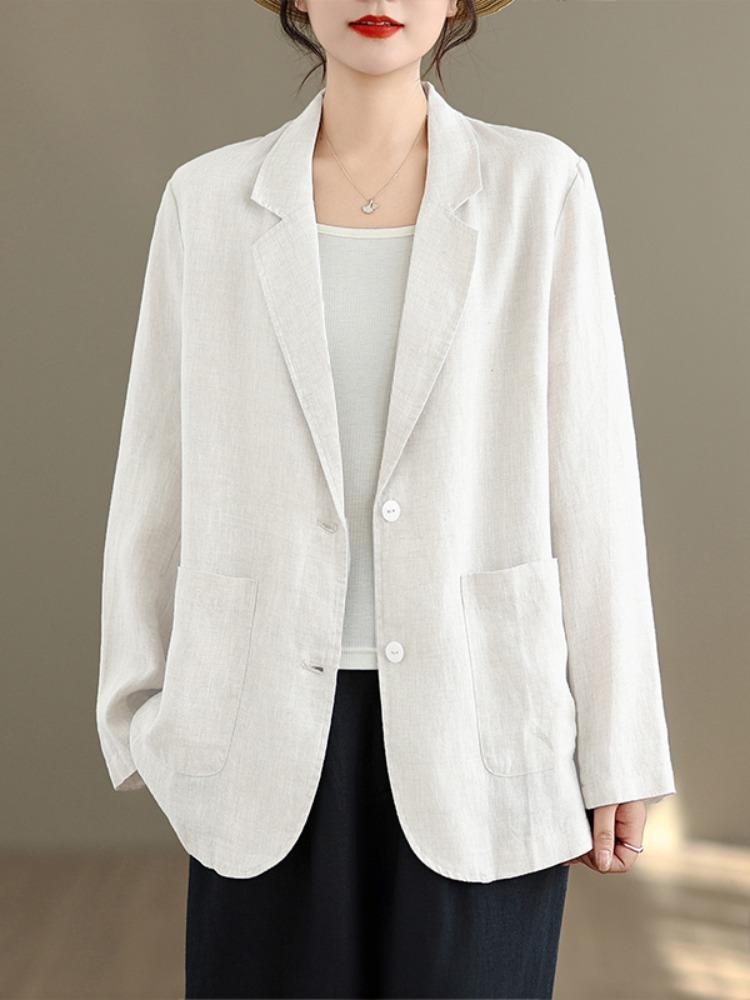 Jaqueta Casual de Algodão e Li - Linen Fabric Natural avaliação e preço