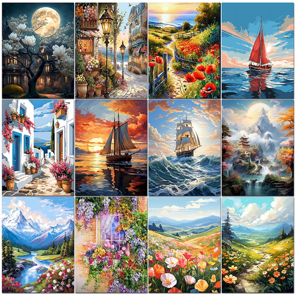 Pintura a óleo por números par - Linen Fabric Natural avaliação e preço